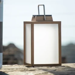 Tradition teak LED lantaarn op zonne-energie Hoogte 40 cm