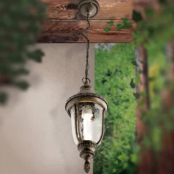 Traditionele pendellamp PAULA met structuurglas