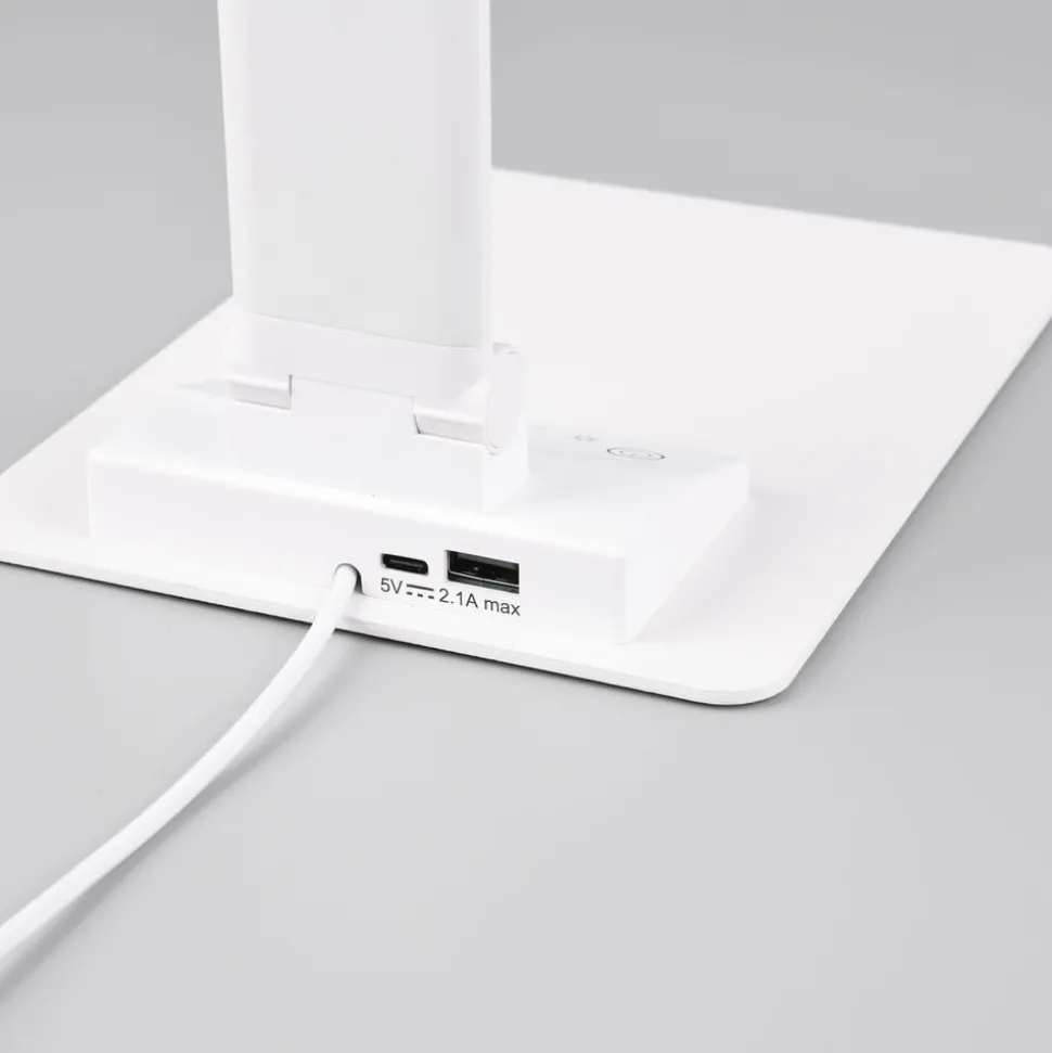 Travis LED tafellamp, wit, CCT, dimbaar, touch, USB