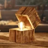 Treasure tafellamp, natuurlijke afwerking, hout, scharnierend