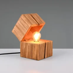 Treasure tafellamp, natuurlijke afwerking, hout, scharnierend