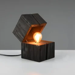 Treasure tafellamp, zwart, hout, scharnierend