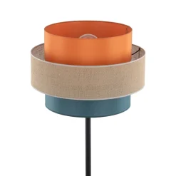 Trio vloerlamp, jute kap, oranje/natuurbruin/petrol