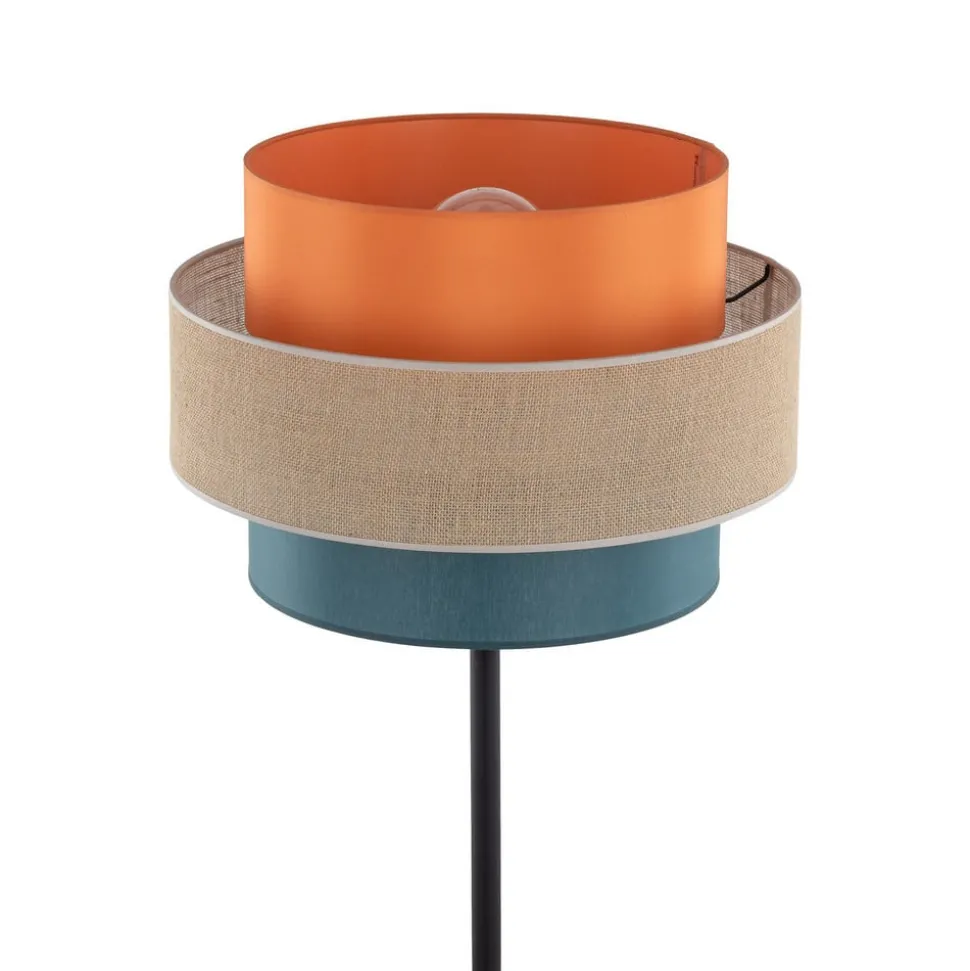 Trio vloerlamp, jute kap, oranje/natuurbruin/petrol