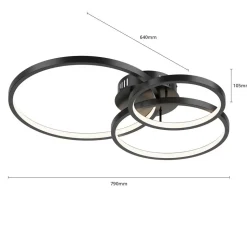 Trio WiZ Aaron smart LED plafondlamp, antraciet