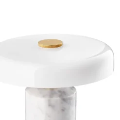 Trip LED oplaadbare tafellamp, wit / wit, marmer, glas, IP44
