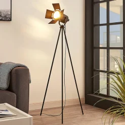 Tripod vloerlamp Devon in zwart
