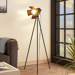 Tripod vloerlamp Devon in zwart