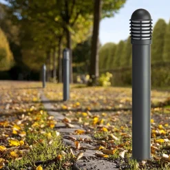 Tuinpadverlichting 1041 gegoten aluminium met lamellen, hoogte 100 cm