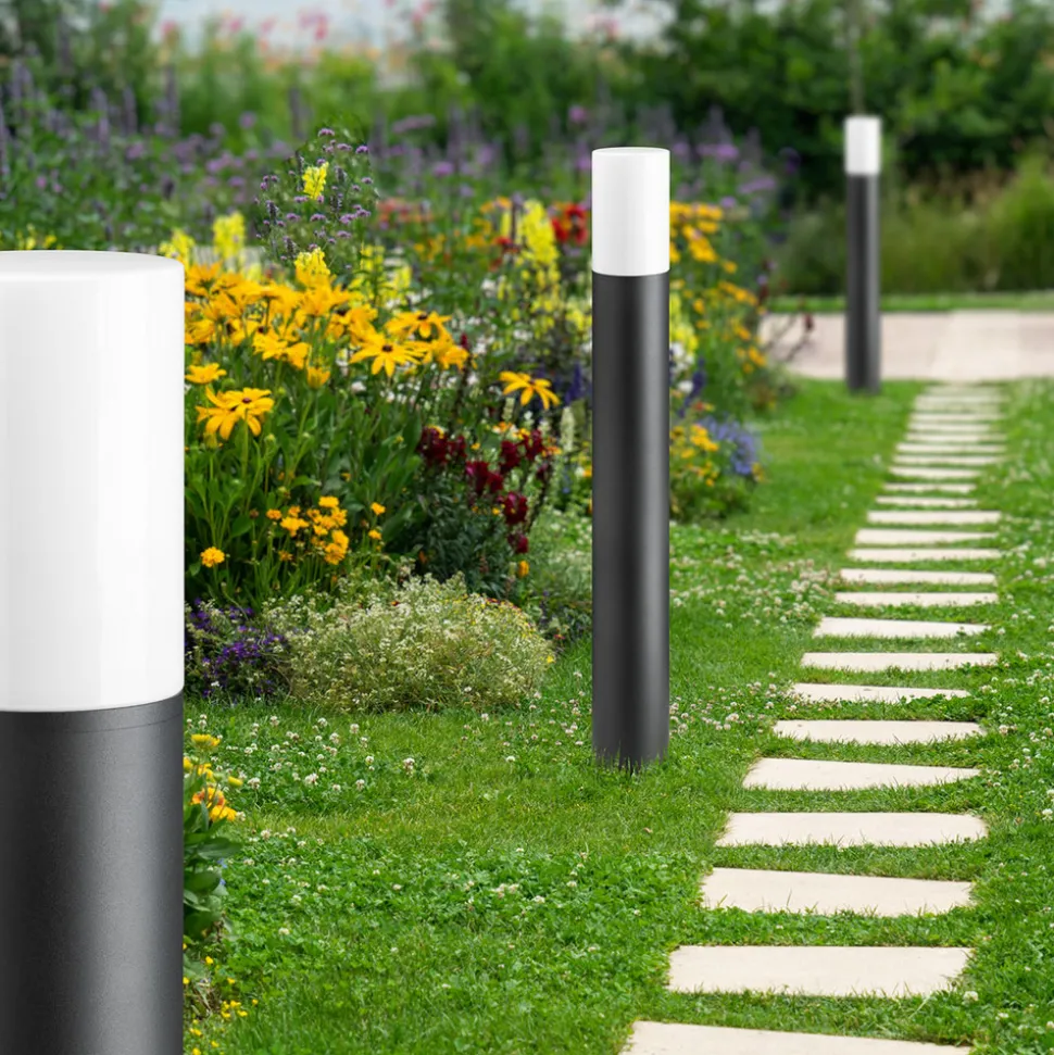 Tuinpadverlichting 1320 met opaalglas grafiet Hoogte 70 cm