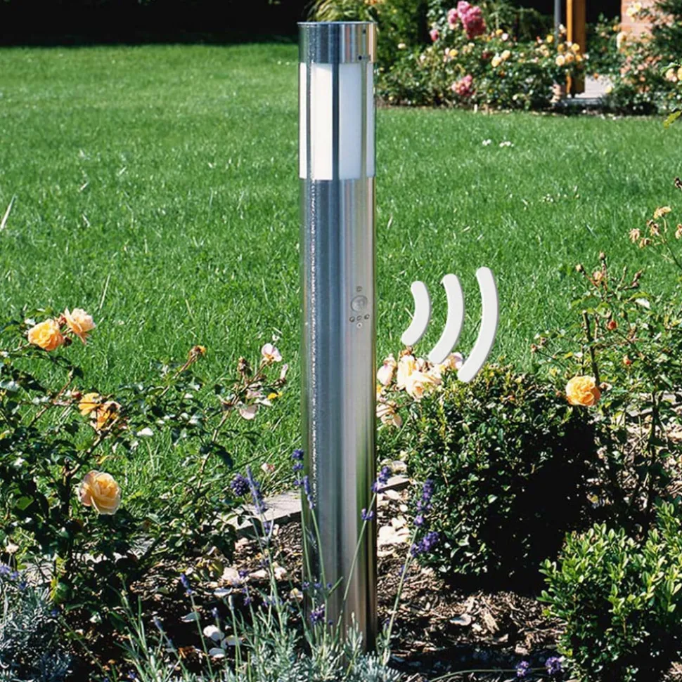 Tuinpadverlichting 475, roestvrij staal, hoogte 90 cm, bewegingsmelder