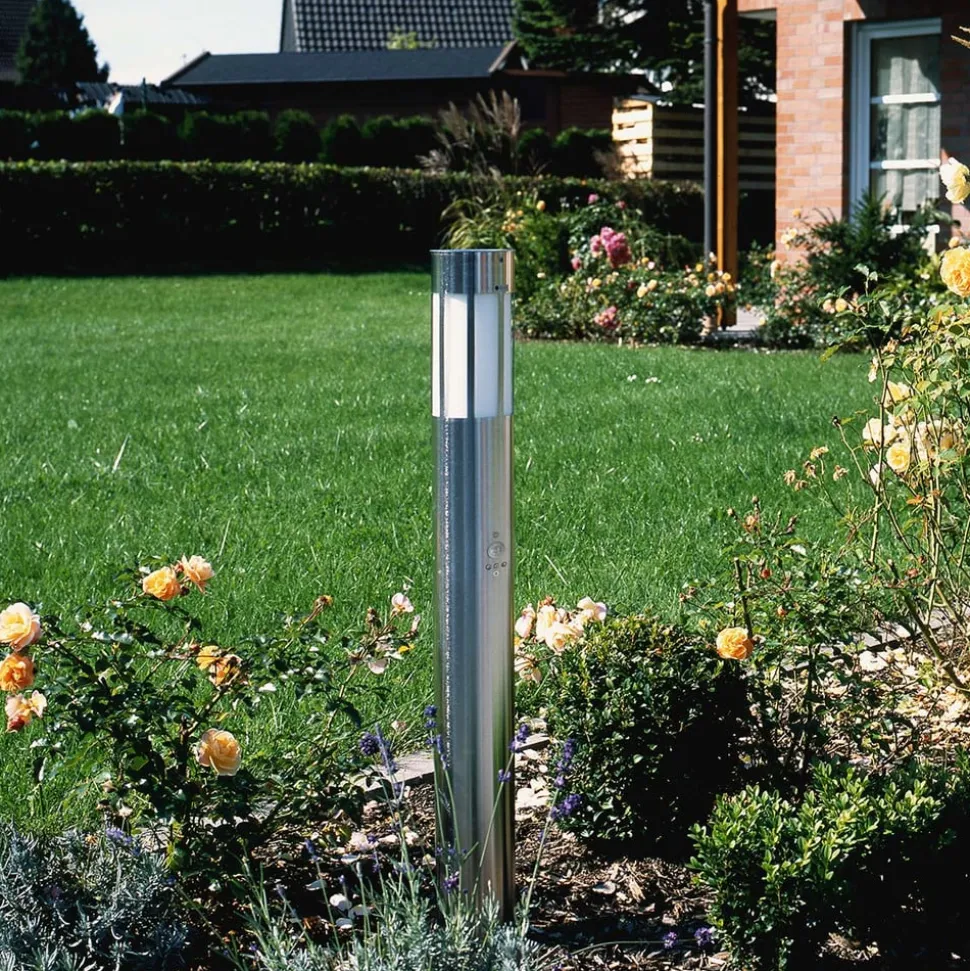 Tuinpadverlichting 475, roestvrij staal, hoogte 90 cm, bewegingsmelder
