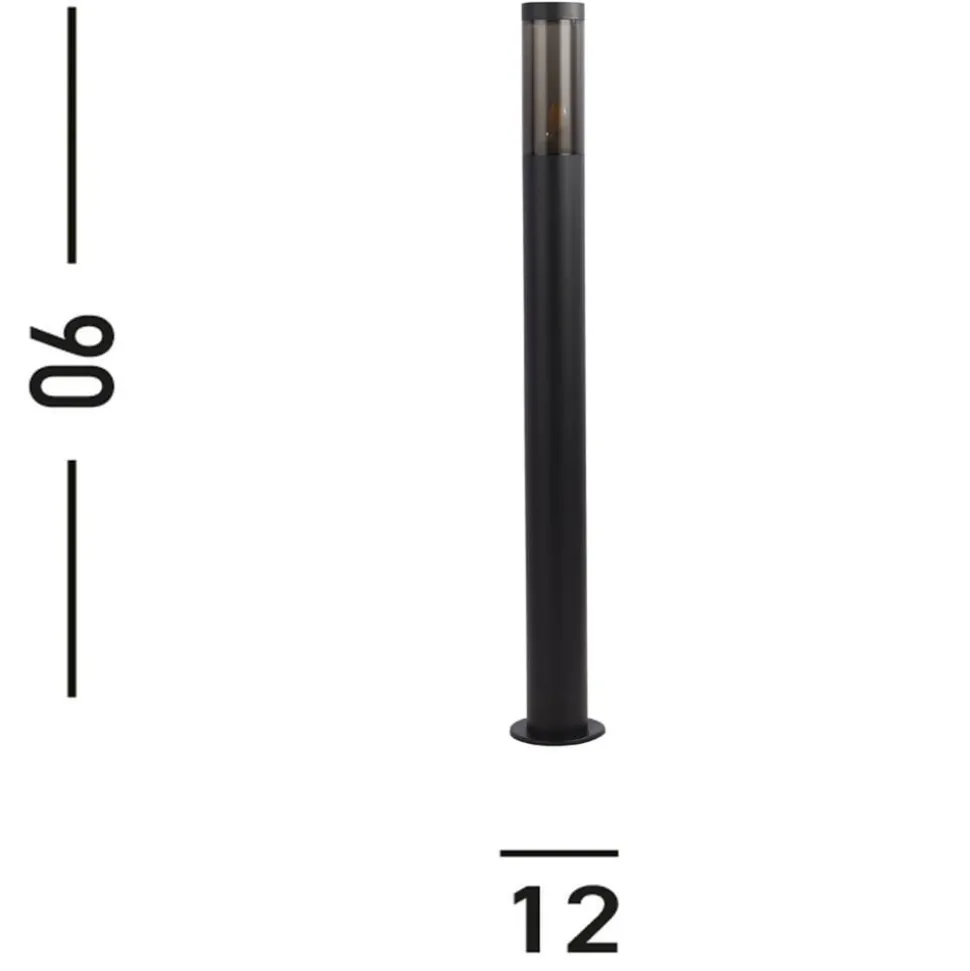 Tuinpadverlichting Batton, IP44, zwart, hoogte 90 cm, metaal