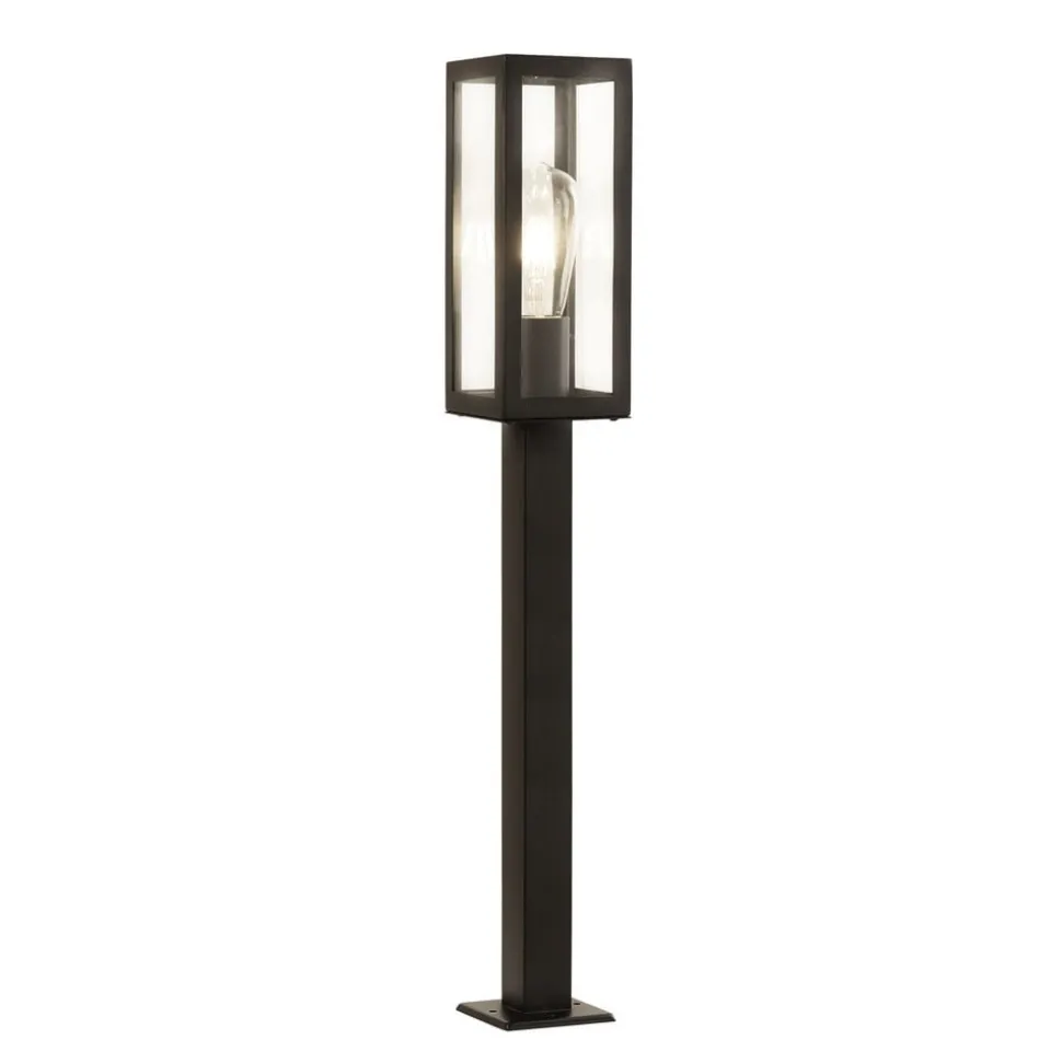 Tuinpadverlichting box van roestvrij staal, zwart