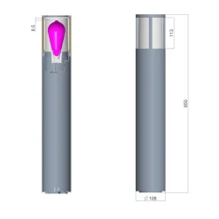 Tuinpadverlichting Facado II, hoogte 65 cm, rond, donkergrijs/opaal