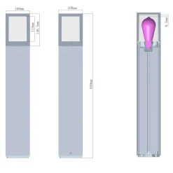 Tuinpadverlichting Facado II, hoogte 65 cm, hoekig, donkergrijs/opaal