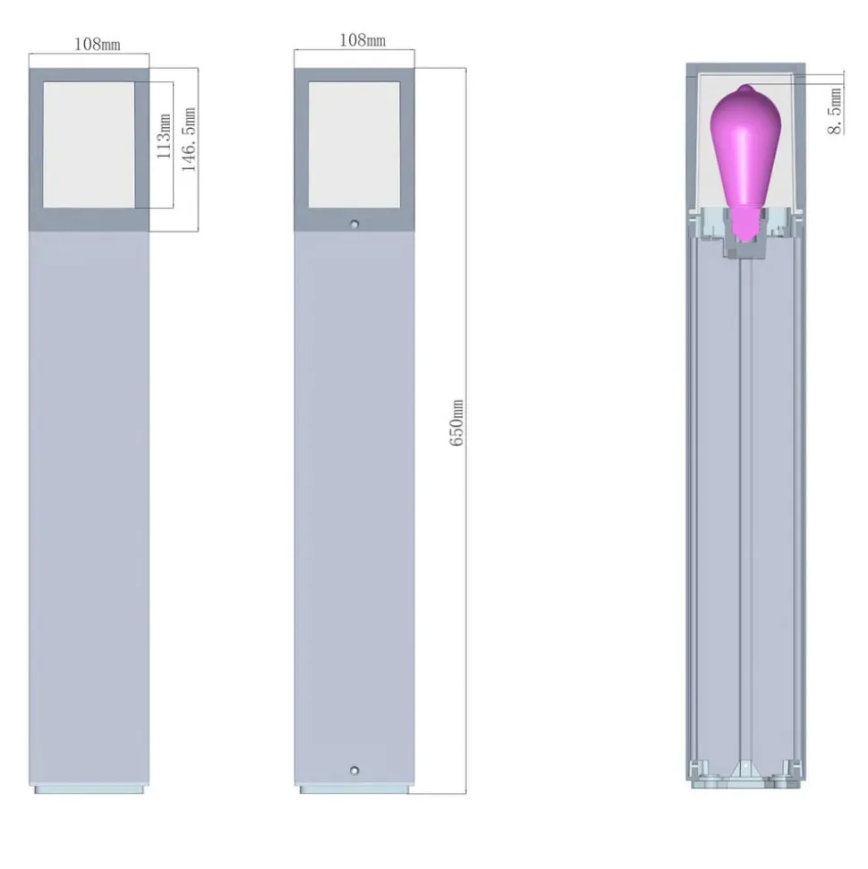 Tuinpadverlichting Facado II, hoogte 65 cm, hoekig, donkergrijs/opaal