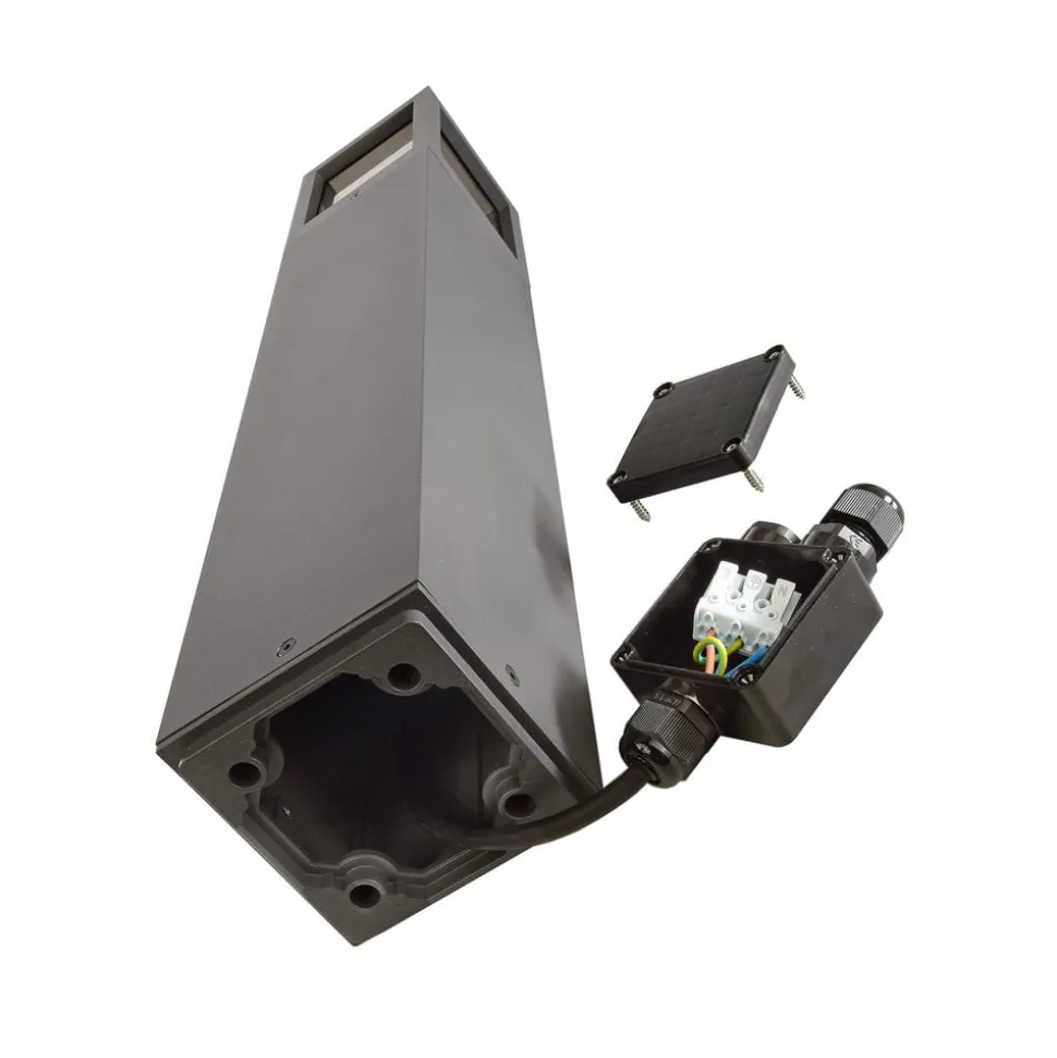 Tuinpadverlichting Facado II, hoogte 65 cm, hoekig, donkergrijs/opaal