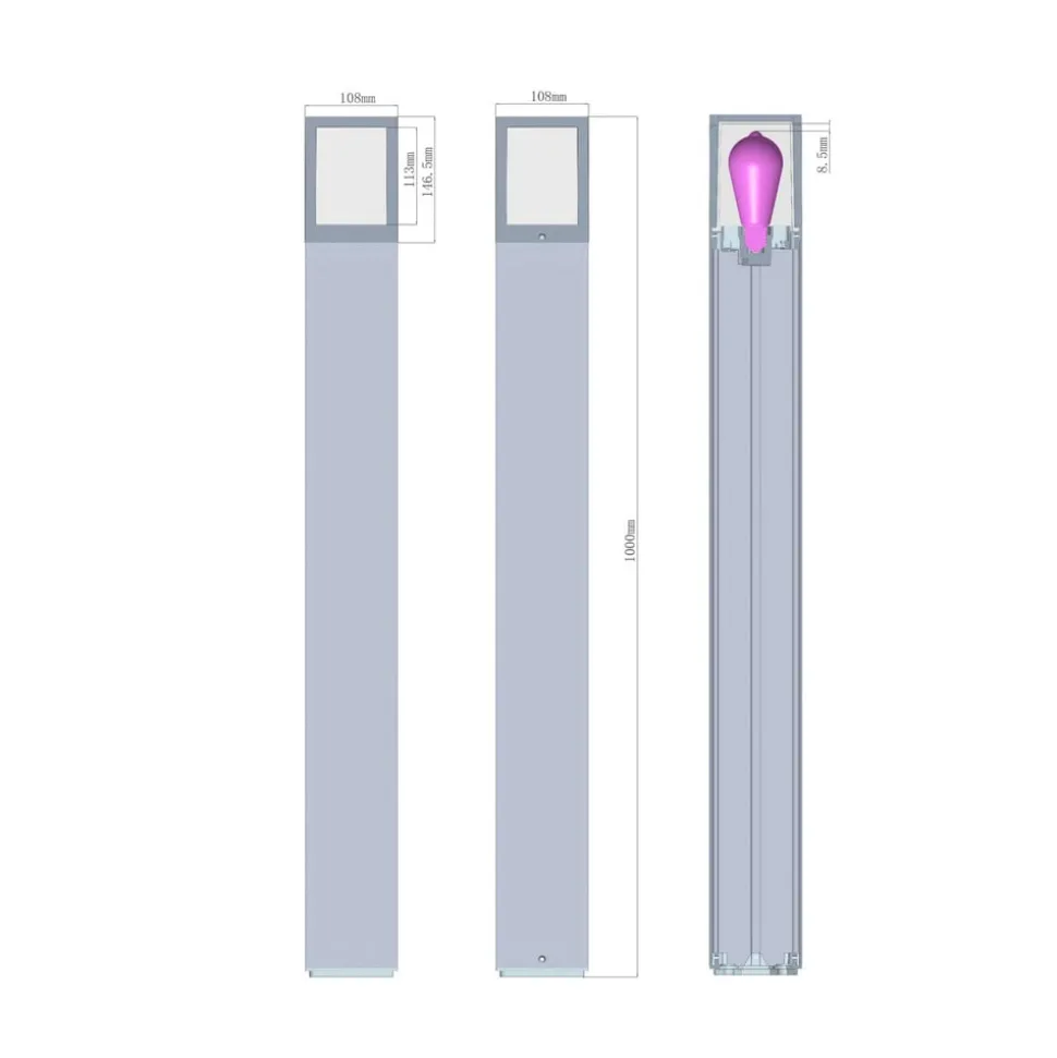 Tuinpadverlichting Facado II, hoogte 100 cm, hoekig, donkergrijs/opaal