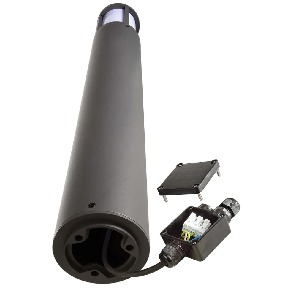 Tuinpadverlichting Facado II, hoogte 100 cm, rond, donkergrijs/opaal