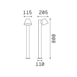 Tuinpadverlichting gas, zwart, aluminium, hoogte 80 cm