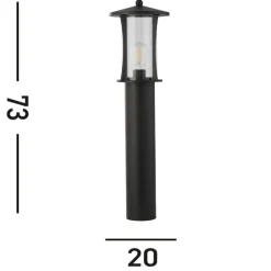 Tuinpadverlichting, IP44, zwart, hoogte 73 cm, metaal