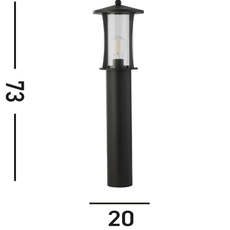 Tuinpadverlichting, IP44, zwart, hoogte 73 cm, metaal