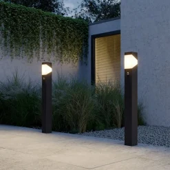 Tuinpadverlichting Kiran, 100 cm, sensor, grijs, IP44, E27