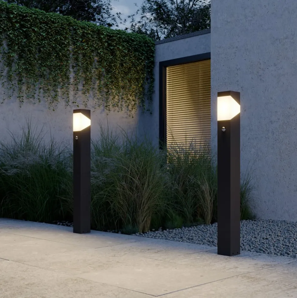 Tuinpadverlichting Kiran, 100 cm, sensor, grijs, IP44, E27