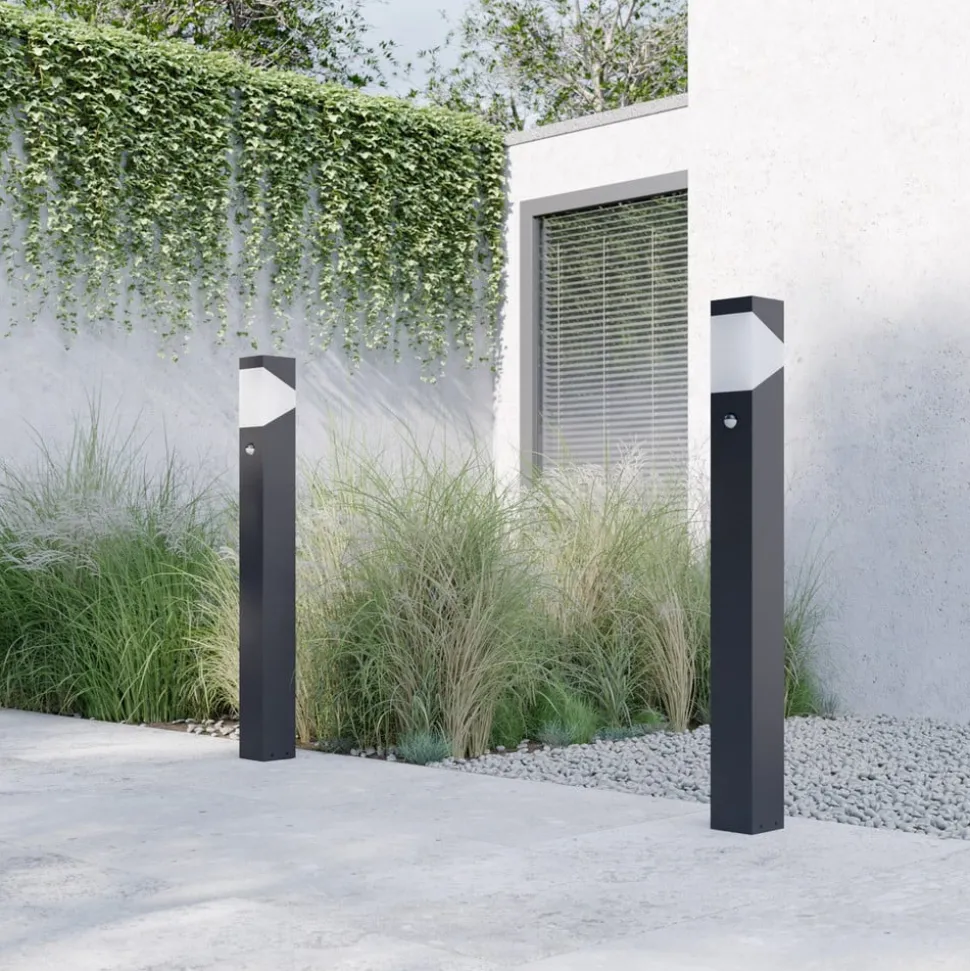 Tuinpadverlichting Kiran, 100 cm, sensor, grijs, IP44, E27