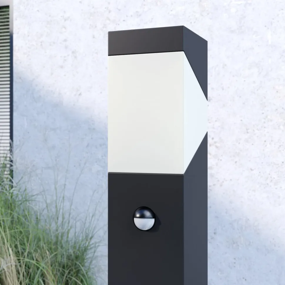 Tuinpadverlichting Kiran, 100 cm, sensor, grijs, IP44, E27