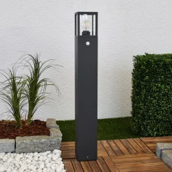 Tuinpadverlichting Klemens, 90 cm, sensor, antraciet, E27