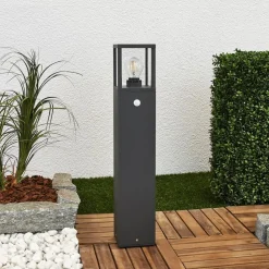 Tuinpadverlichting Klemens, 65 cm, sensor, antraciet, E27