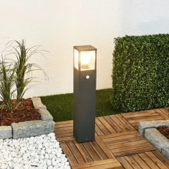 Tuinpadverlichting Klemens, 65 cm, sensor, antraciet, E27