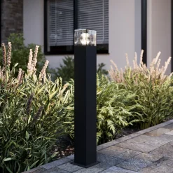 Tuinpadverlichting Lucande Keke, hoogte 70 cm, antraciet, aluminium