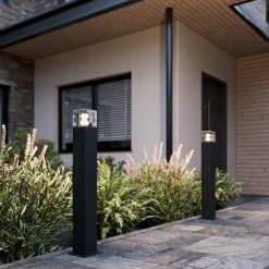 Tuinpadverlichting Lucande Keke, hoogte 70 cm, antraciet, aluminium