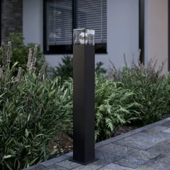 Tuinpadverlichting Lucande Keke, hoogte 70 cm, antraciet, aluminium