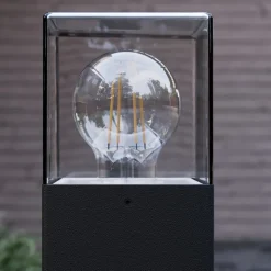 Tuinpadverlichting Lucande Keke, hoogte 70 cm, antraciet, aluminium