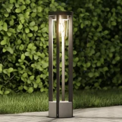 Tuinpadverlichting Overa, grijs, metaal, 68 cm, IP44, E27