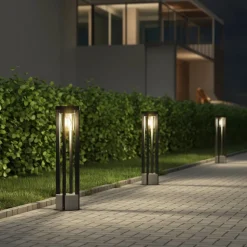 Tuinpadverlichting Overa, grijs, metaal, 68 cm, IP44, E27