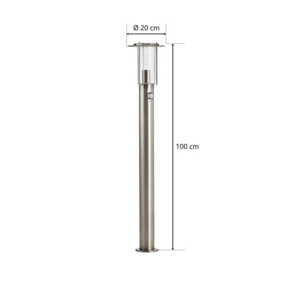 Tuinpadverlichting York, roestvrij staal, bewegingsmelder, IP44