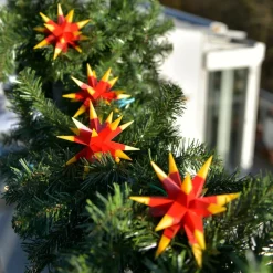 Tweekleurige LED lichtketting m.9sterren geel-rood