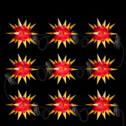 Tweekleurige LED lichtketting m.9sterren geel-rood