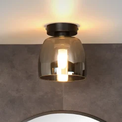 Tyler plafondlamp voor de badkamer, zwart/rookgrijs