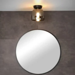 Tyler plafondlamp voor de badkamer, zwart/rookgrijs