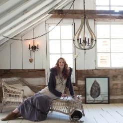 Uit hout en staal - kroonluchter Middlefield5lamps