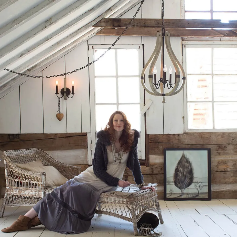 Uit hout en staal - kroonluchter Middlefield5lamps