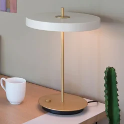 UMAGE LED tafellamp Asteria Table, USB, parelwit/messing