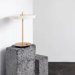 UMAGE LED tafellamp Asteria Table, USB, parelwit/messing