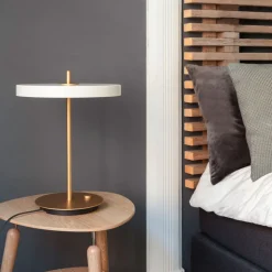 UMAGE LED tafellamp Asteria Table, USB, parelwit/messing